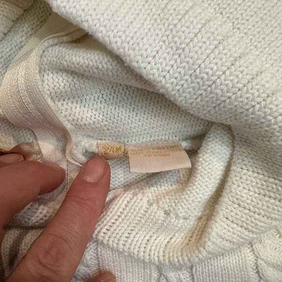 Boutique Collection Unisex white cotton baby sweater zipper up back - Picture 3 of 5